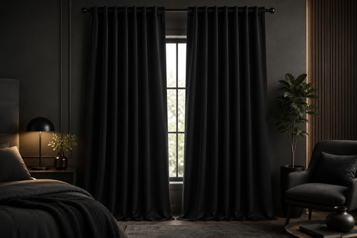 Tende oscuranti nero DreamShield™ aimDreams, blocco totale della luce, ideali per camere da letto e ambienti privi di luce.