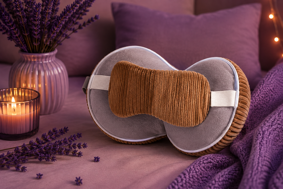 Cuscino DreamHug™ 2-in-1 per il sonno, morbido e relax, con design ergonomico e rivestimento soffice, di aimDreams.