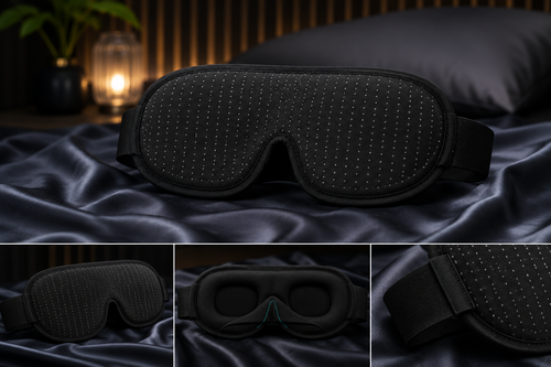 Maschera per il sonno DreamShade™ aimDreams, blocco completo della luce, morbida e confortevole per un sonno riposante
